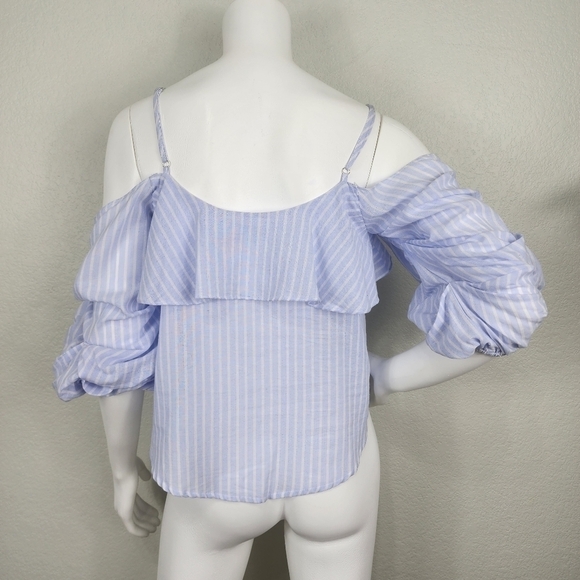 Astr The Label Blue Striped Boho Crop Top Size S - Picture 6 of 10